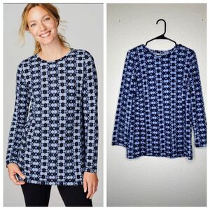 J Jill fit long sleeve crew neck tee tie dye lightweight breathable workout M